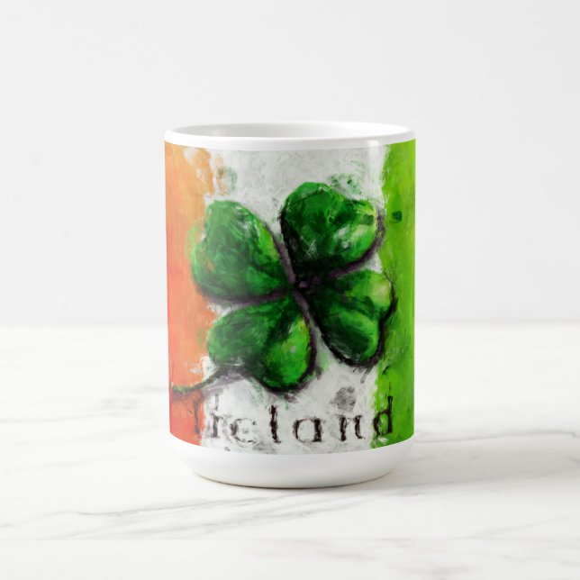 St. Patrick's Day - Watercolor Clover Ireland Flag Coffee Mug (Center)