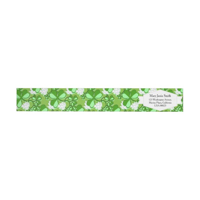 St. Patrick's Day Wedding Green Shamrock Ireland Wrap Around Label (Individual)