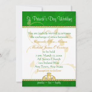 St. Patrick's Day Wedding Invitation Claddaugh