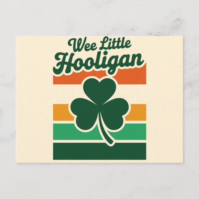 St Patricks Day Wee Little Hooligan Funny  Postcard (Front)