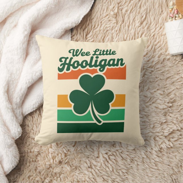 St Patricks Day Wee Little Hooligan Funny  Throw Pillow (Blanket)