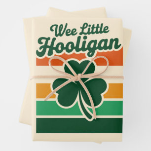 St Patricks Day Wee Little Hooligan Funny  Wrapping Paper Sheets