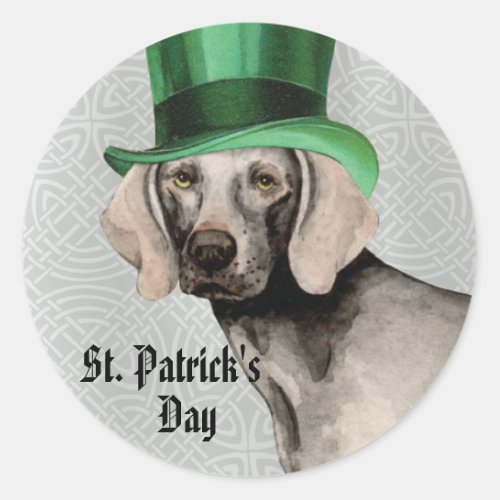 St Patricks Day Weimaraner Classic Round Sticker