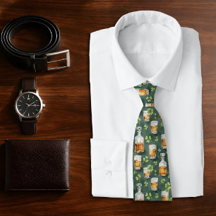 St. Patrick's Day Whiskey & Shamrocks Neck Tie