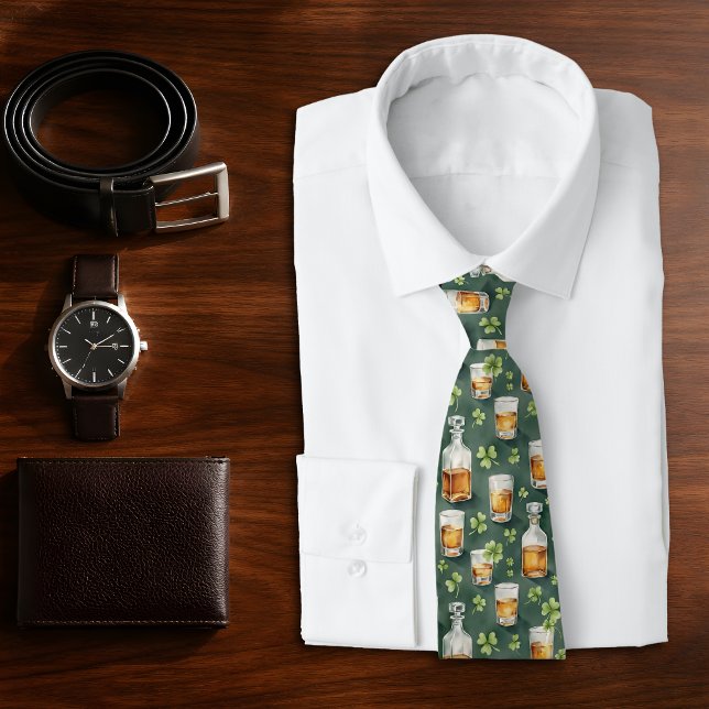 St. Patrick's Day Whiskey & Shamrocks Neck Tie (Creator Uploaded)