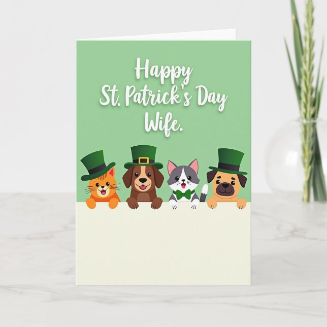St Patricks Day Wife Animal Card (Front)