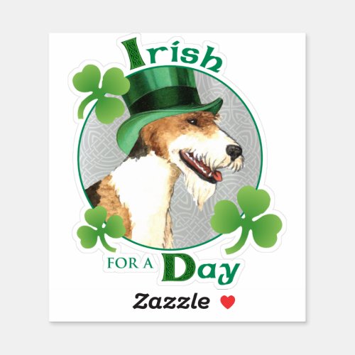 St Patricks Day Wire Fox Terrier Vinyl Sticker
