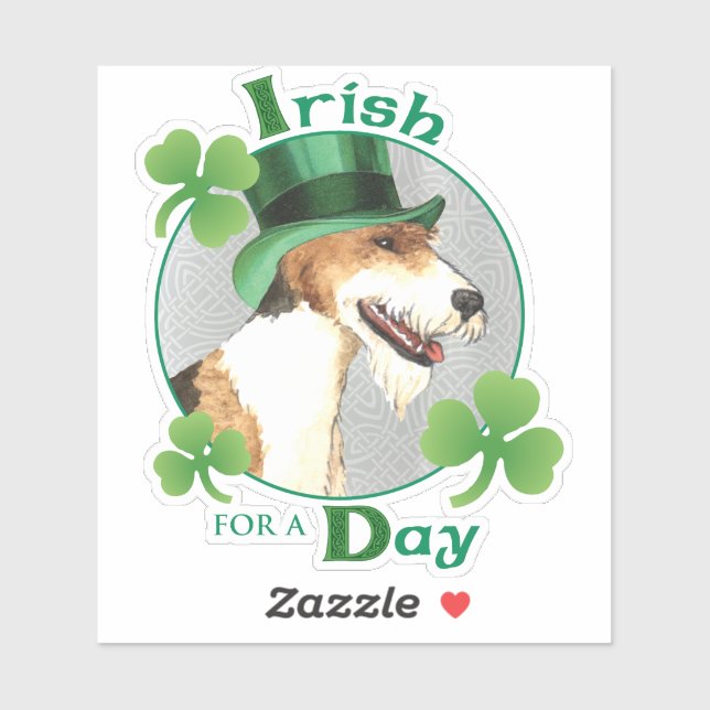 St. Patrick's Day Wire Fox Terrier Vinyl Sticker (Sheet)