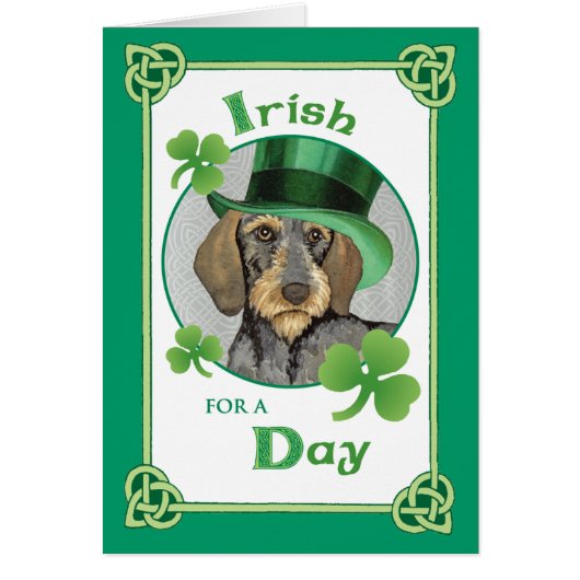 St. Patrick's Day Wirehaired Dachshund Cards (Front)