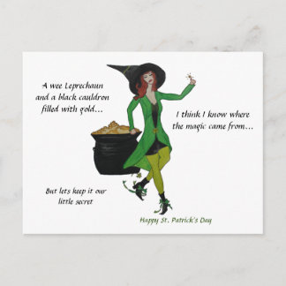 St Patrick's Day-Witch magic's the gold Postcard