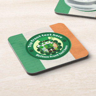 St. Patrick's Day with a Lucky One-Eyed Cat Beverage Coaster