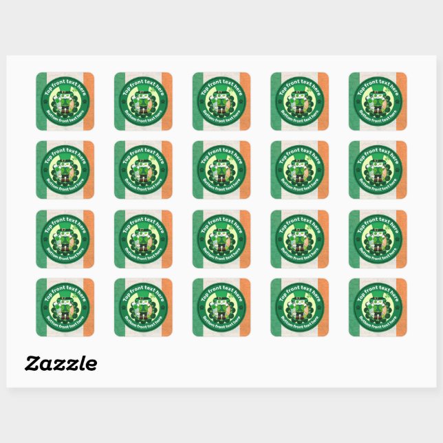 St. Patrick's Day with a Lucky One-Eyed Cat Square Sticker (Sheet)