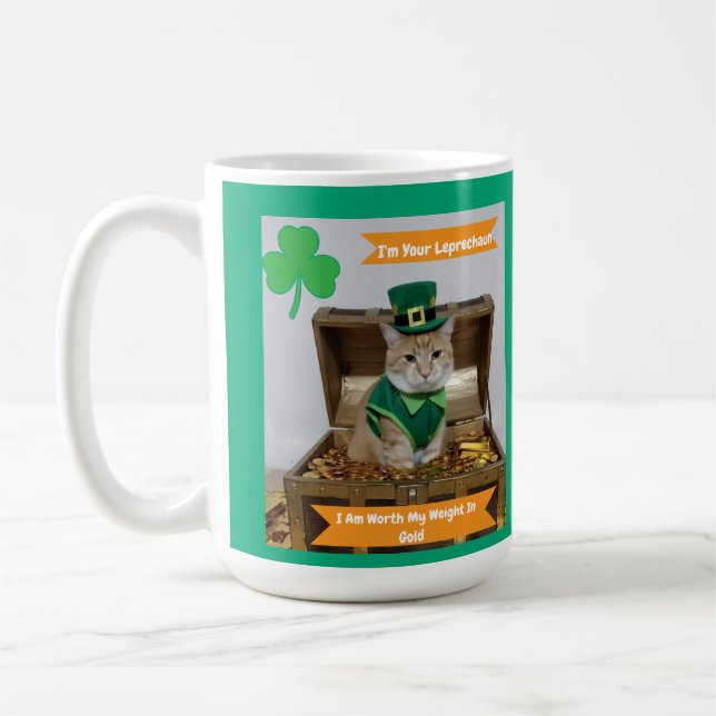St Patrick's Day with Cat Humor  Coffee Mug (Left)