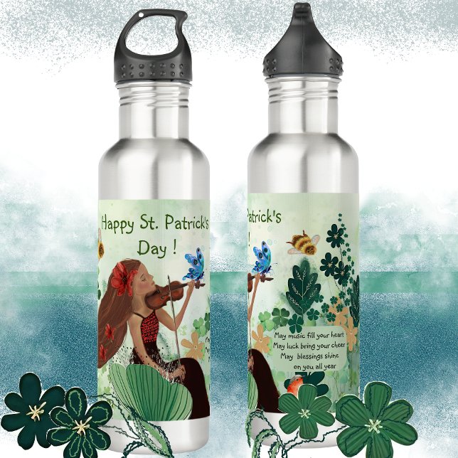 St. Patrick's Day with  Music Stainless Steel Water Bottle (St Patrick's Day with Music Waterbottle)