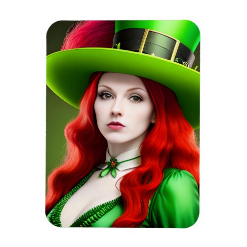 St Patricks Day Woman in Green Tophat Magnet