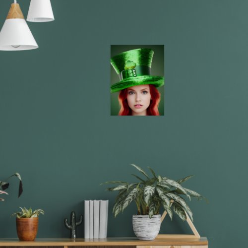 St Patricks Day Woman in Tophat Poster