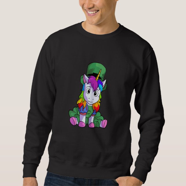 St Patricks Day Women's Girls Unicorn Girls Sweatshirt (Front)