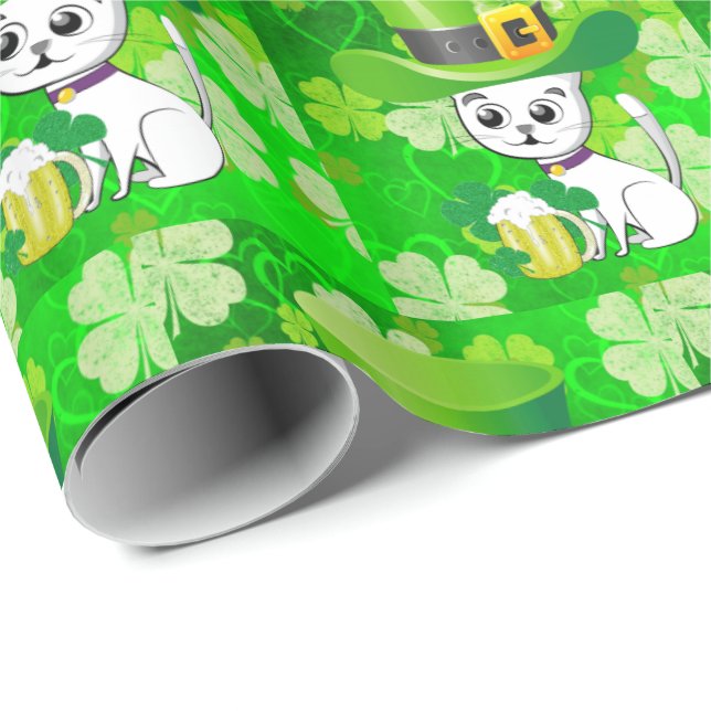 St. Patrick's Day Wrapping Paper Beer Cat (Roll Corner)