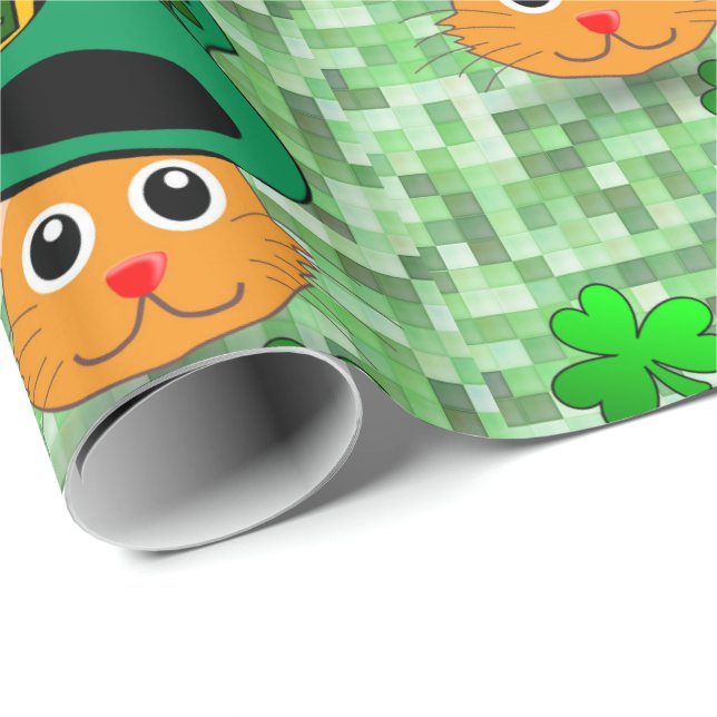 St. Patrick's Day Wrapping Paper Cat (Roll Corner)