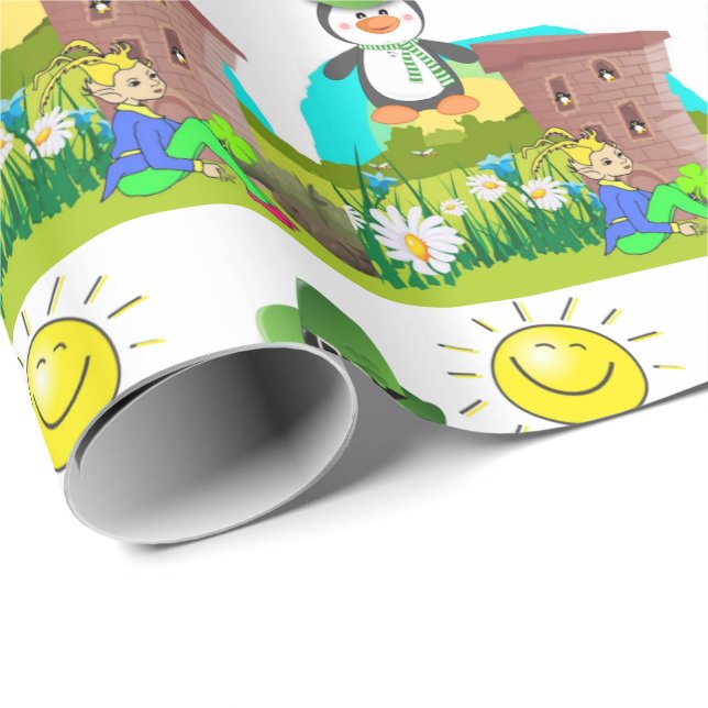 St. Patrick's Day Wrapping Paper Penguin (Roll Corner)