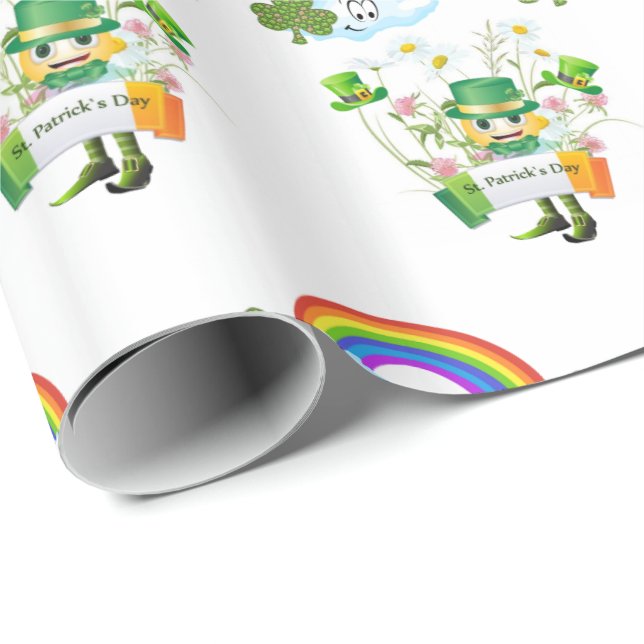 St. Patrick's Day Wrapping Paper Rainbow (Roll Corner)