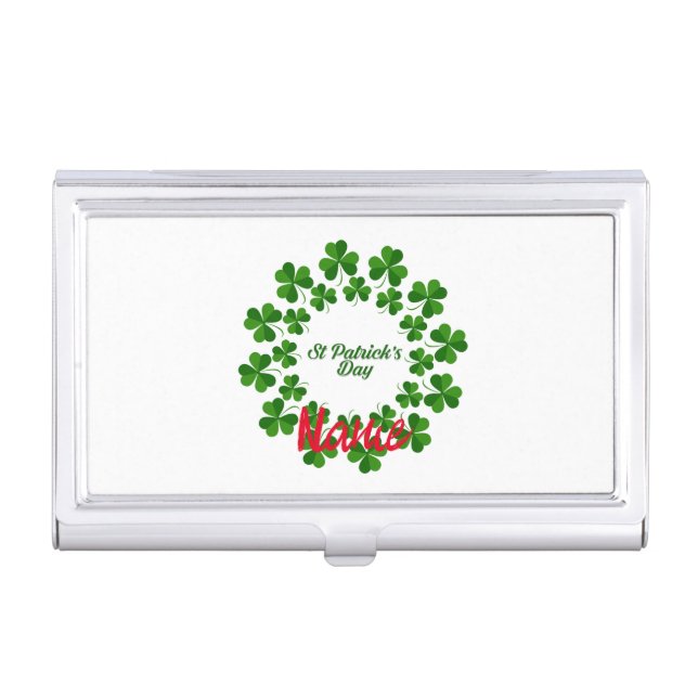 St Patrick's Day Wreath Thunder_Cove Business Card Case (Front)