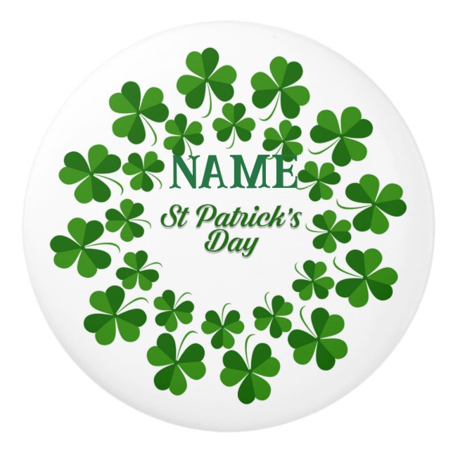 St Patrick's Day Wreath Thunder_Cove Ceramic Knob (Front)