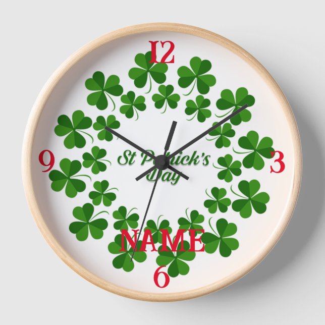 St Patrick's Day Wreath Thunder_Cove Clock (Front)