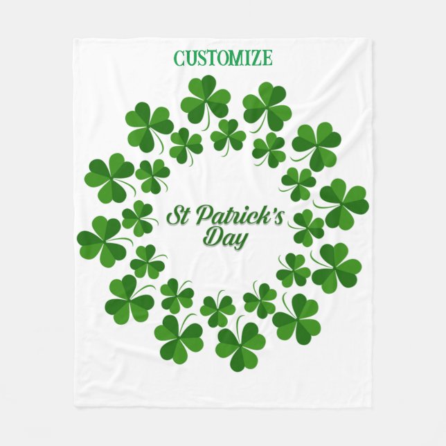 St Patrick's Day Wreath Thunder_Cove Fleece Blanket (Front)