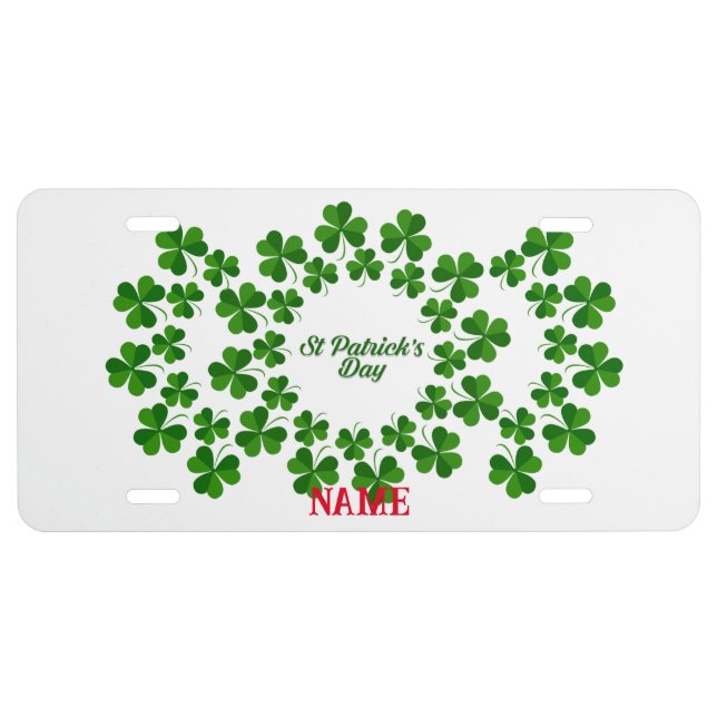 St Patrick's Day Wreath Thunder_Cove License Plate (Front)