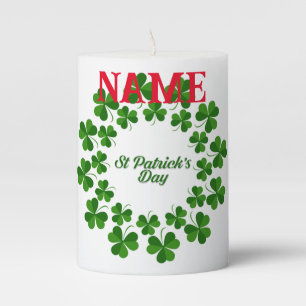 St Patrick's Day Wreath Thunder_Cove Pillar Candle