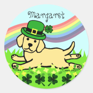 St. Patrick's Day Yellow Lab Baby Classic Round Sticker