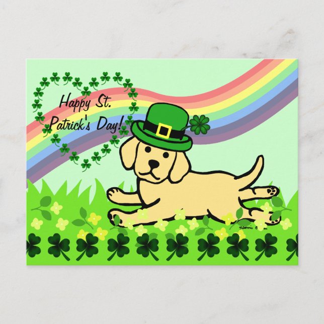 St. Patrick's Day Yellow Lab Baby Postcard (Front)