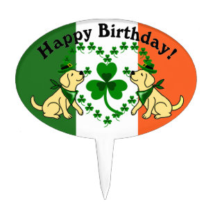 St. Patrick's Day Yellow Lab Birthday Cake Topper