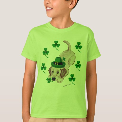 St. Patrick's Day Yellow Labrador Puppy T-Shirt 