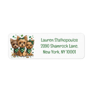 St. Patrick's Day Yorkshire Terrier Dogs Label