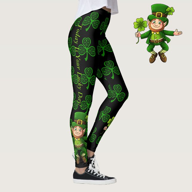 St. Patrick's Day Your Lucky Day Green Shamrocks Leggings (Creator Uploaded)