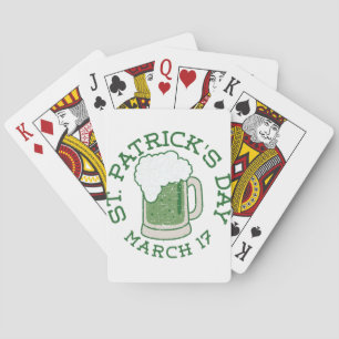 st patricks distressed green beer poker cards