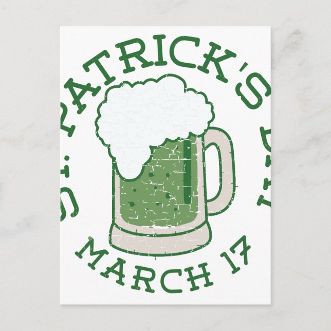 st patricks distressed green beer postcard (Front)