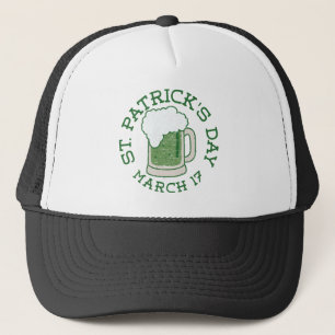 st patricks distressed green beer trucker hat