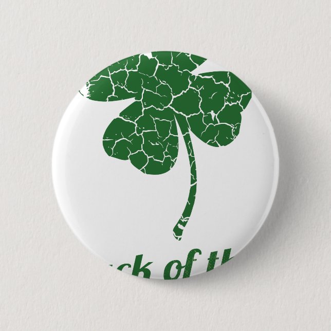 st patricks distressed lucky clover pinback button (Front)
