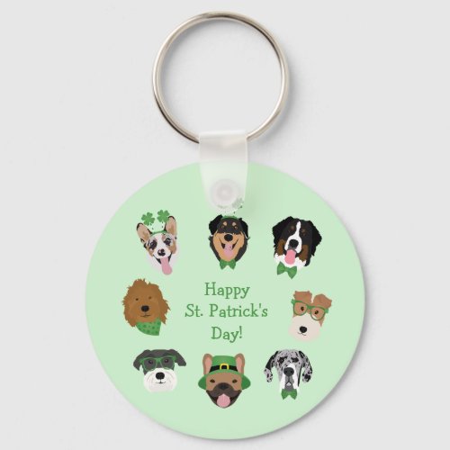 St Patricks Dog Face Pattern Keychain