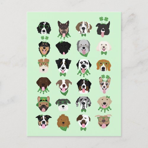 St Patricks Dog Face Pattern Postcard