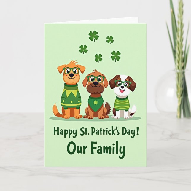 St Patricks Dogs Glitter Texture Card (Front)
