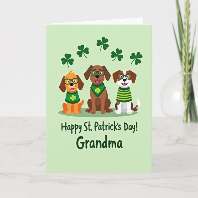 St Patricks Dogs Grandma Card (Front)