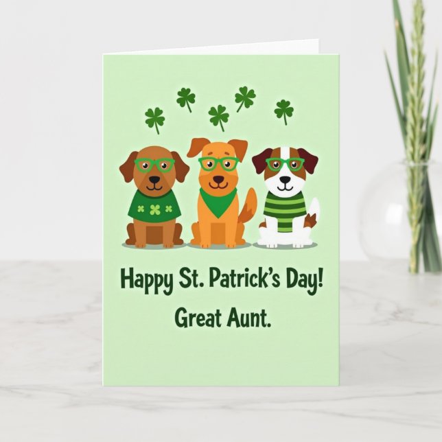 St Patricks Dogs Great Aunt Card (Front)