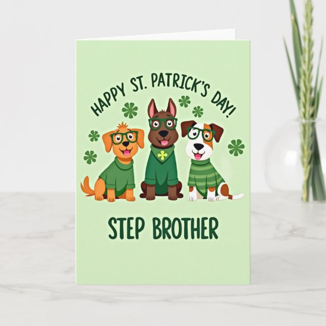 St Patricks Dogs Retro Vector Art Card (Front)