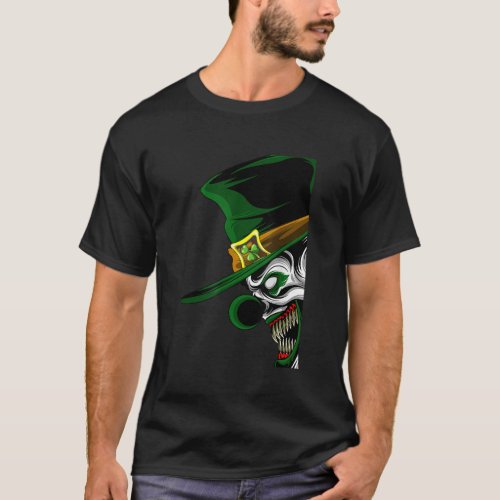 St Patricks Evil Clown Leprechaun For Horror Movie T_Shirt