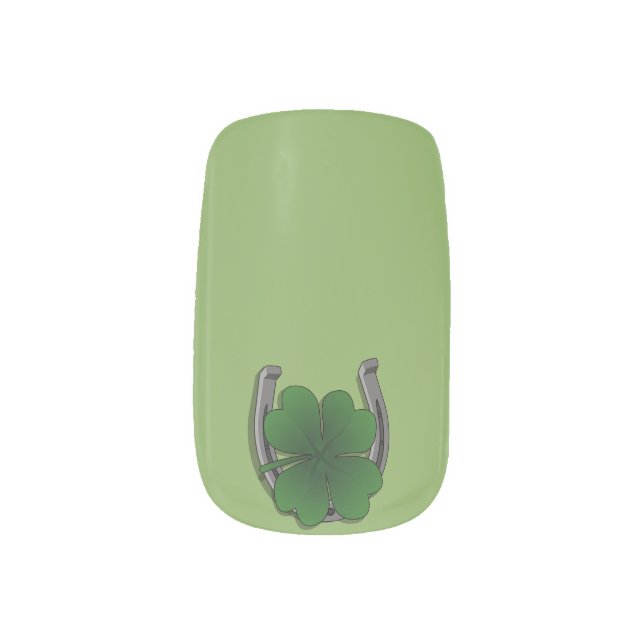 St. Patrick's Fingernails Lucky Charm Nails Minx Nail Art (Left Thumb)