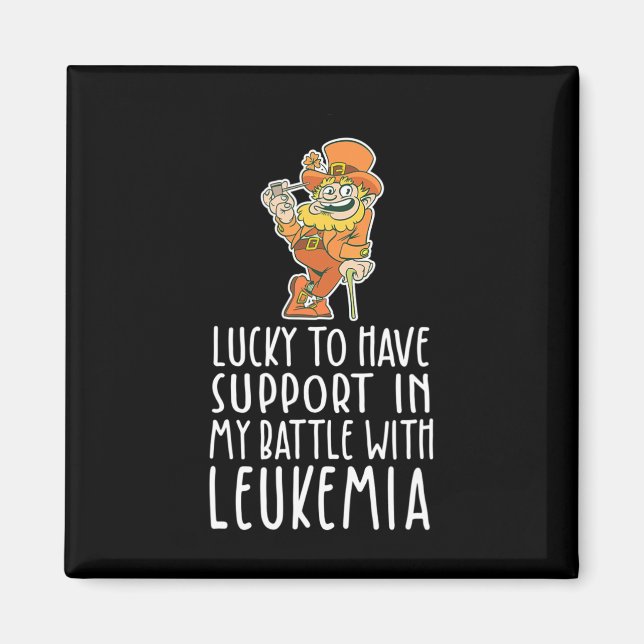 St Patricks Four Leaf Clover Leprechaun Leukemia A Magnet (Front)